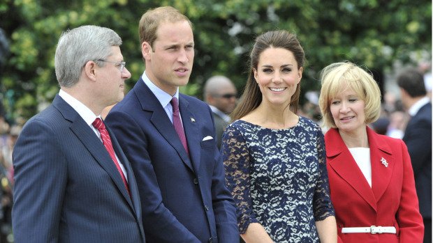 The royals with Harper & wife