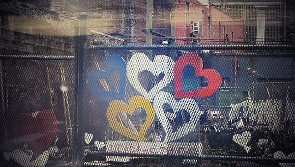 Hearts painted on a canvas