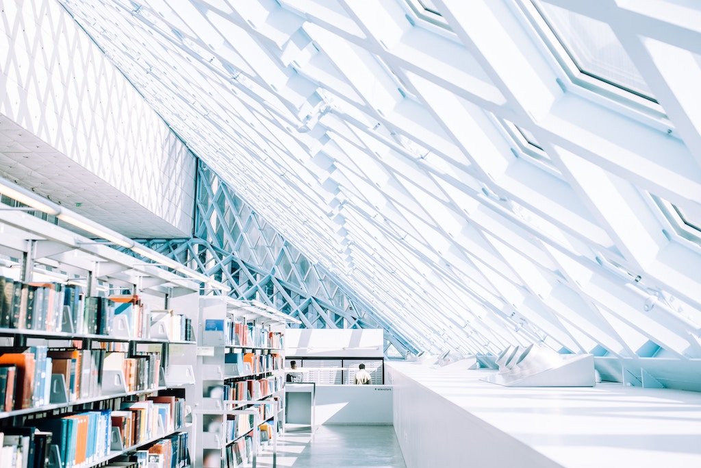 Bright Library With Windows