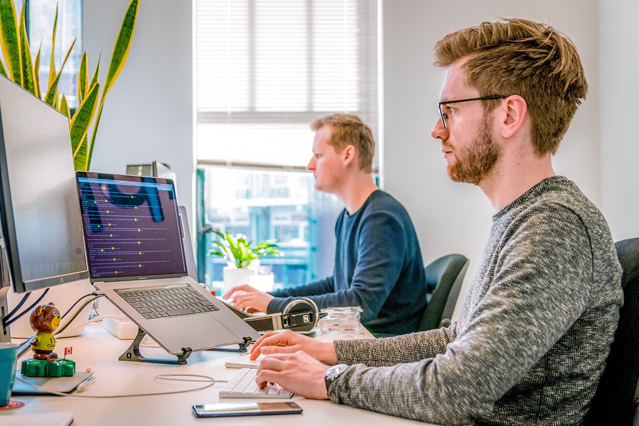 Developers working in their office